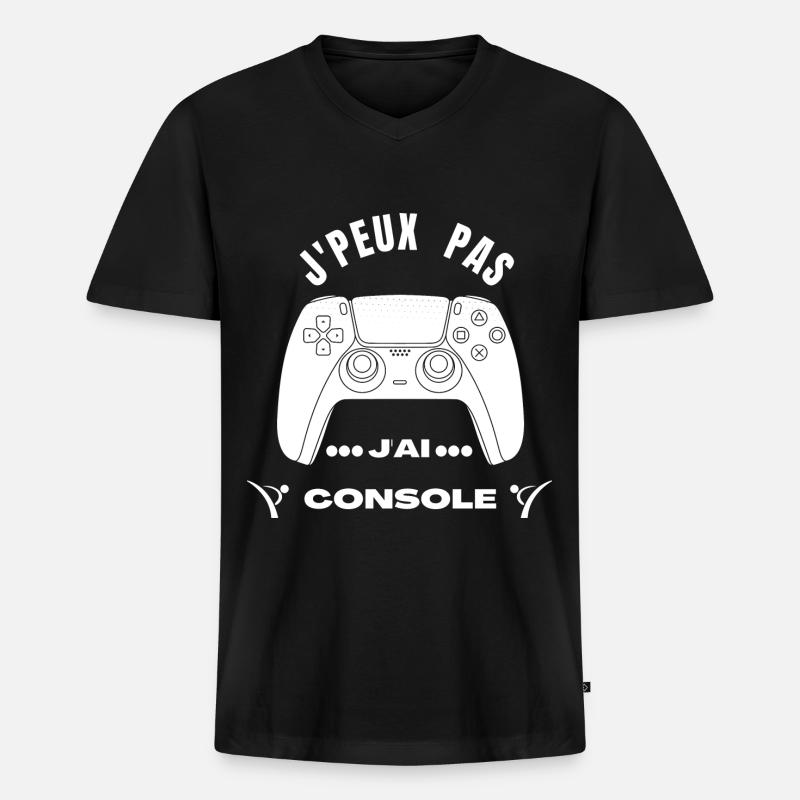 J’peu Pas j’Ai Console - T-shirt encolure en V Premium bio Homme - noir