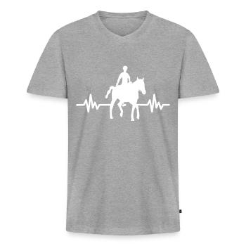 Heartbeat - Étalon Cheval Jument Ross Equestrian - T-shirt encolure en V Premium bio Homme - gris chiné - Devant