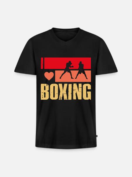 I love Boxing - Men's Premium Organic T-shirt with V-neck - black