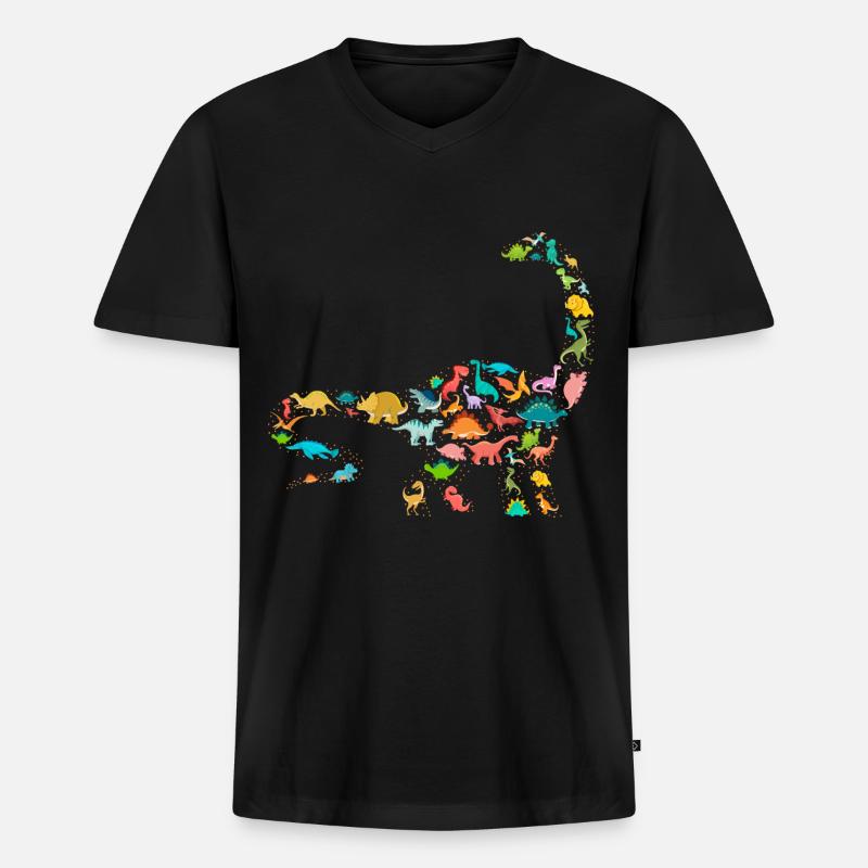 Brachiosaurus Dinosaur - Männer Premium Bio T-Shirt mit V-Ausschnitt - Schwarz
