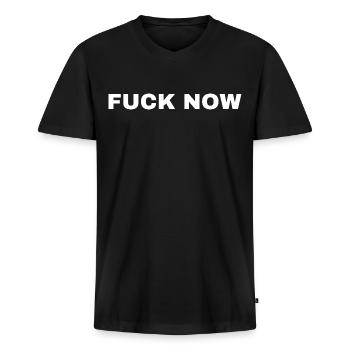 FUCK NOW B - T-shirt encolure en V Premium bio Homme - noir - Devant - Nico (187cm)