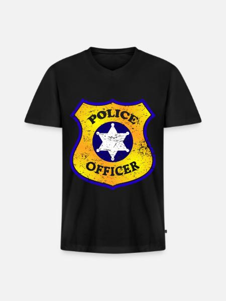 Polizei Polizist - Männer Premium Bio T-Shirt mit V-Ausschnitt - Schwarz