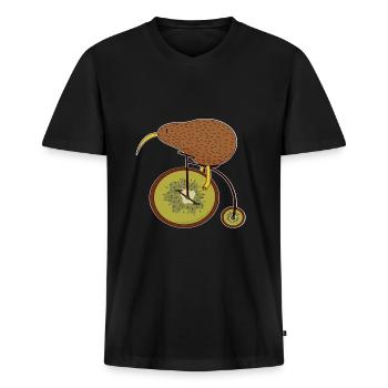 Fahrrad, Kiwi bike Vegetarier Vegan Humor Geschenk - Männer Premium Bio T-Shirt mit V-Ausschnitt - Schwarz - Vorne - Nico (187cm)