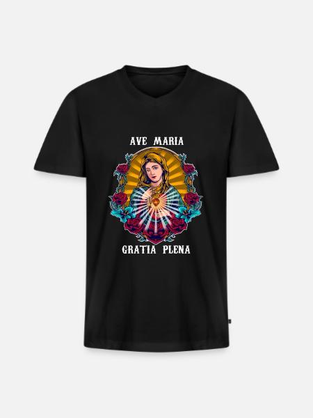 Ave Maria, Schubert, Mother of God full of grace - Men's Premium Organic T-shirt with V-neck - black