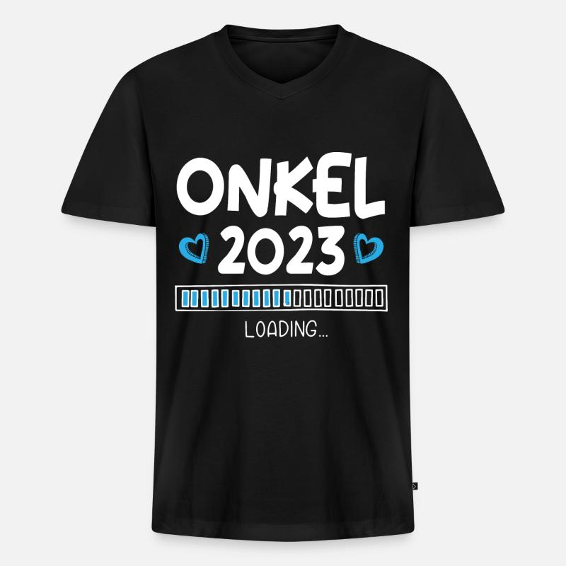 Onkel 2023 Loading - Männer Premium Bio T-Shirt mit V-Ausschnitt - Schwarz