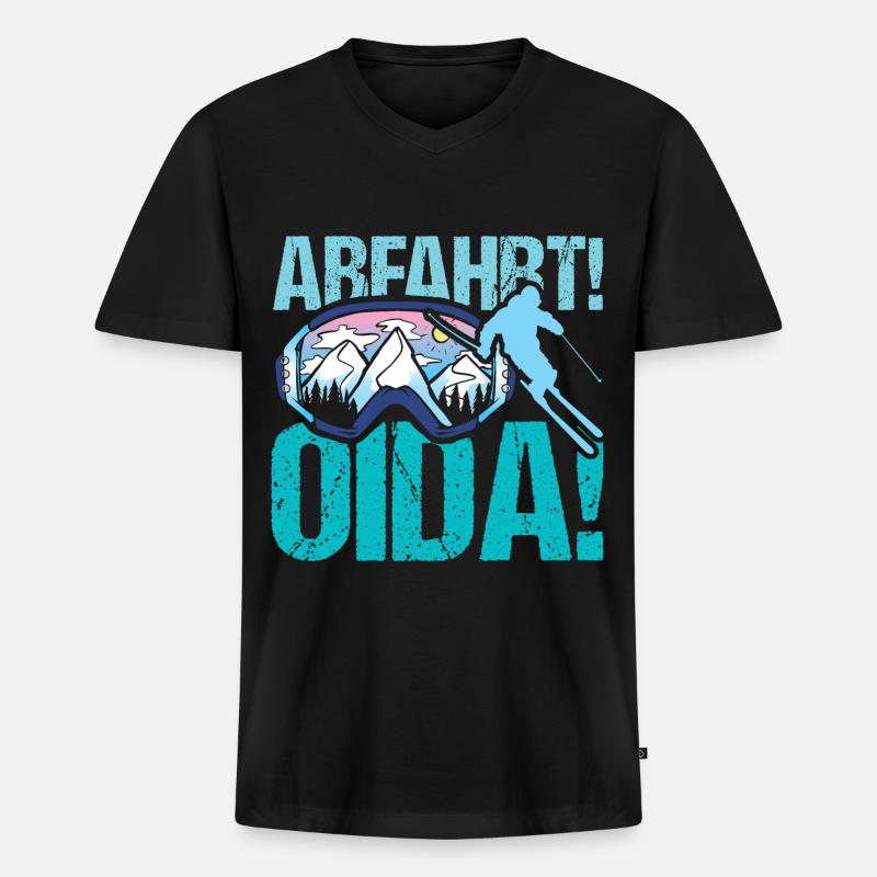 Abfahrt Ski - Männer Premium Bio T-Shirt mit V-Ausschnitt - Schwarz