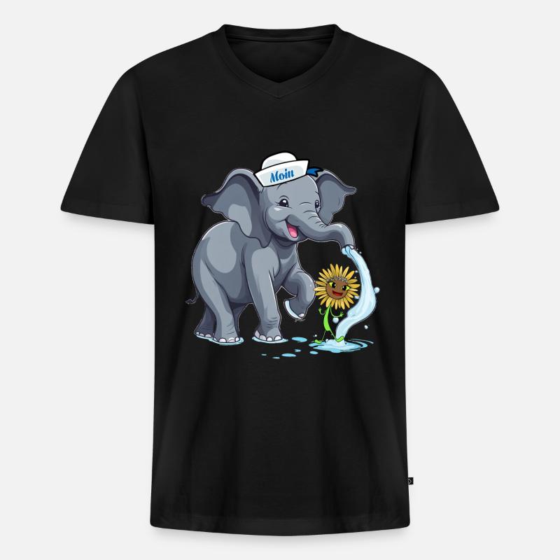Elefant Elefanten maritim - Männer Premium Bio T-Shirt mit V-Ausschnitt - Schwarz