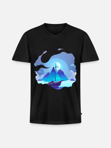 Sailing sailboat - Men's Premium Organic T-shirt with V-neck - black