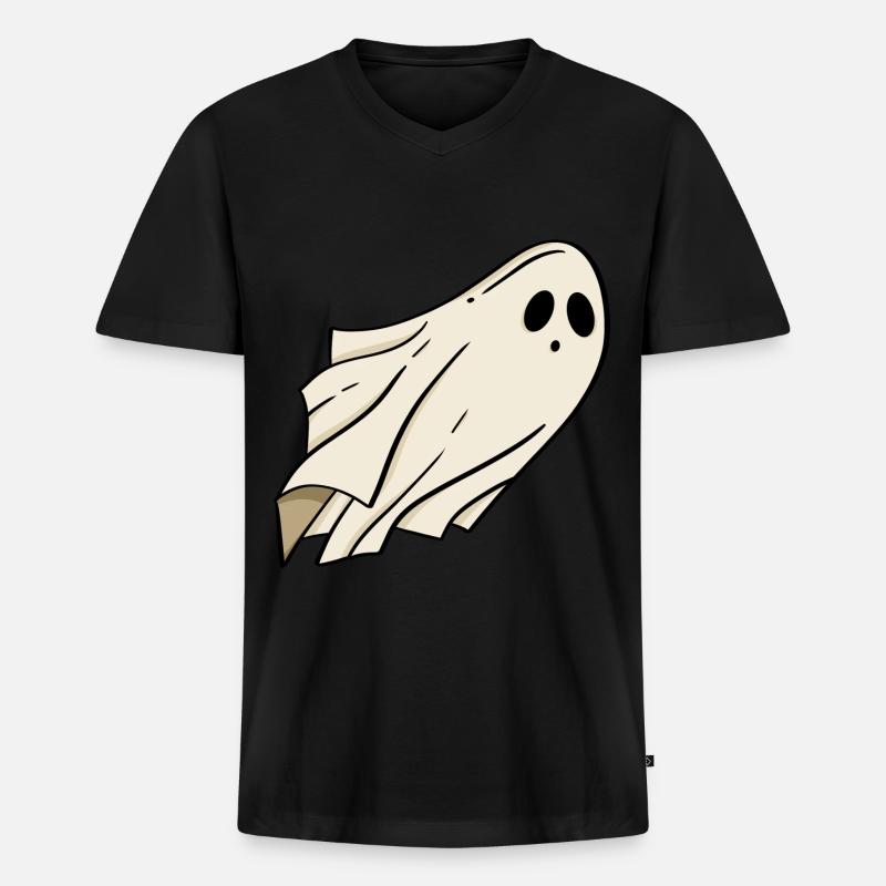 Geist Halloween - Männer Premium Bio T-Shirt mit V-Ausschnitt - Schwarz