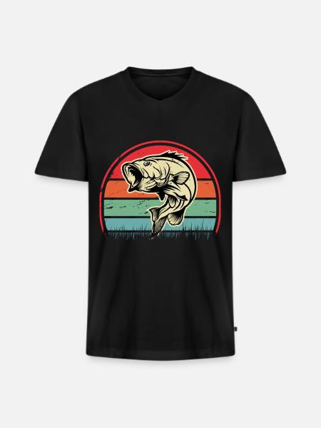 Bass Fish - Men's Premium Organic T-shirt with V-neck - black