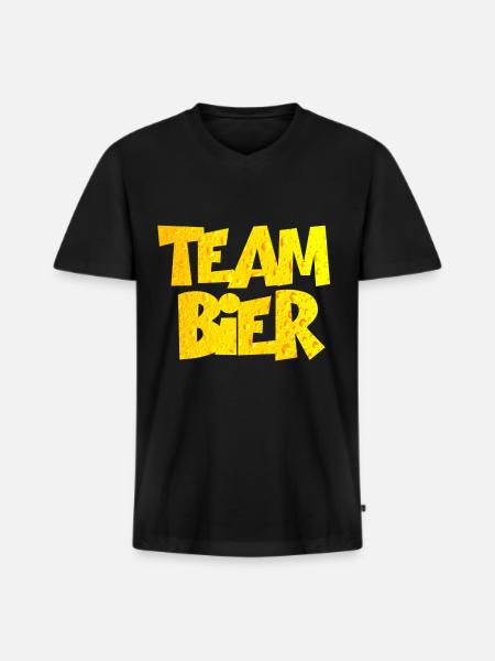 Team Bier - Männer Premium Bio T-Shirt mit V-Ausschnitt - Schwarz