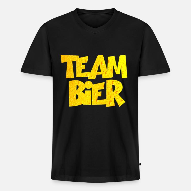 Team Bier - Männer Premium Bio T-Shirt mit V-Ausschnitt - Schwarz