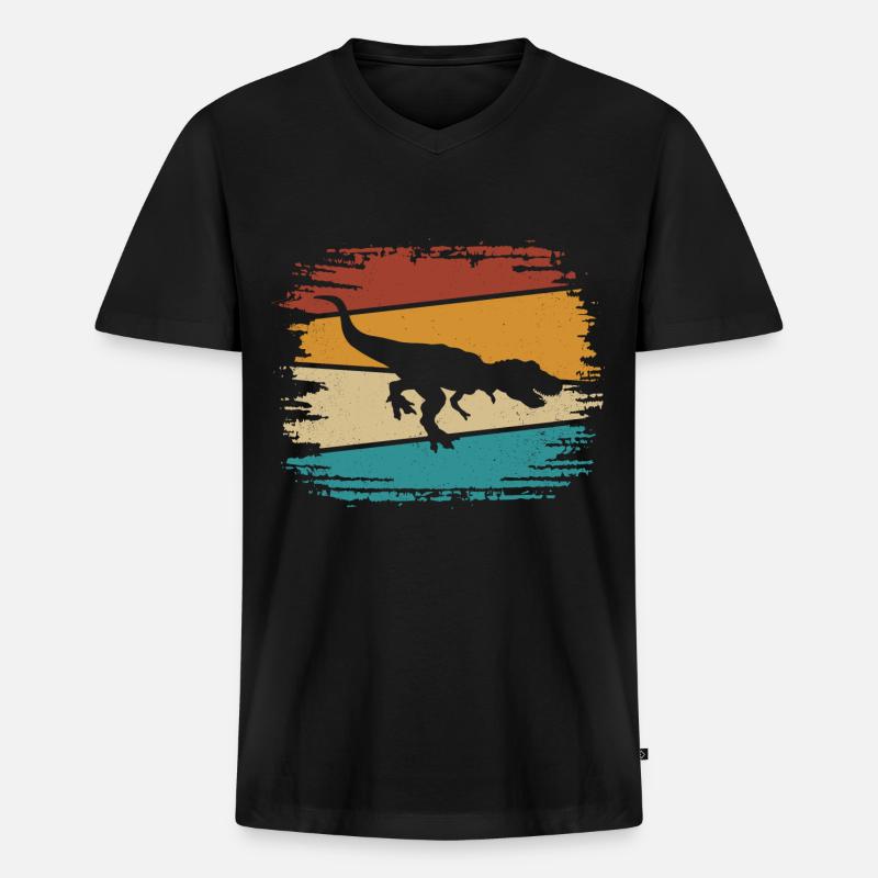 Dinosaurier T Rex - Männer Premium Bio T-Shirt mit V-Ausschnitt - Schwarz