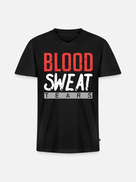 Blood Sweat and Tears - Men's Premium Organic T-shirt with V-neck - black