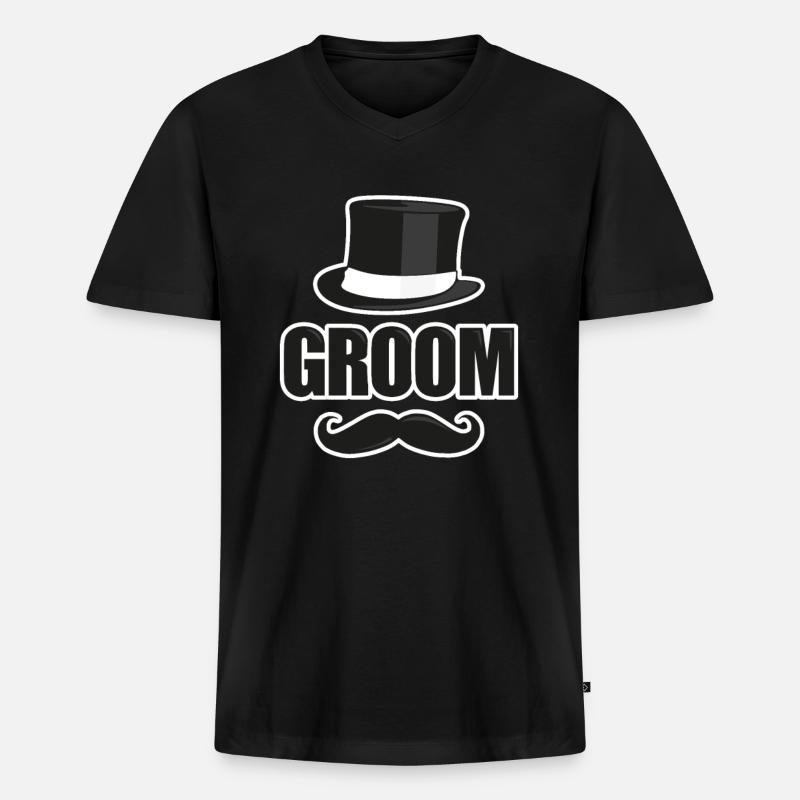 Groom Junggesellenabschied - Männer Premium Bio T-Shirt mit V-Ausschnitt - Schwarz