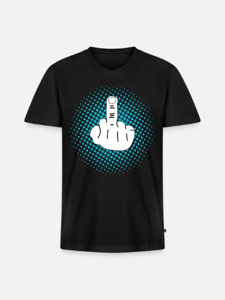 Mittelfinger Design - T-shirt encolure en V Premium bio Homme - noir