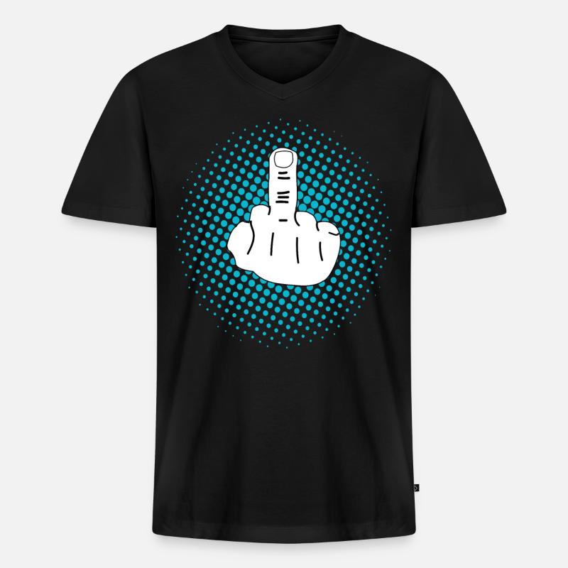 Mittelfinger Design - Männer Premium Bio T-Shirt mit V-Ausschnitt - Schwarz