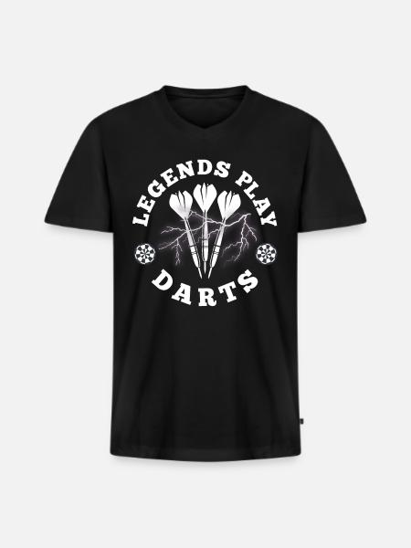 Legends play darts. - Men's Premium Organic T-shirt with V-neck - black