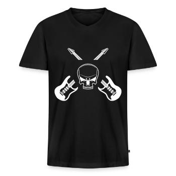 Guitare - Guitare / Death Metal - Skull - T-shirt encolure en V Premium bio Homme - noir - Devant - Nico (187cm)