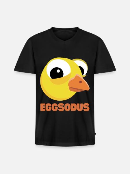 Funny chick pun EGGSODUS - Men's Premium Organic T-shirt with V-neck - black