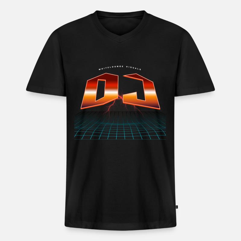 DJ - Männer Premium Bio T-Shirt mit V-Ausschnitt - Schwarz