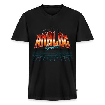 Synthétiseur de sons analogiques - T-shirt encolure en V Premium bio Homme - noir - Devant - Nico (187cm)