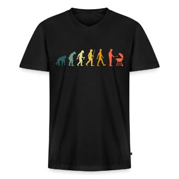Grillen Evolution Retro Grill BBQ - Männer Premium Bio T-Shirt mit V-Ausschnitt - Schwarz - Vorne - Nico (187cm)
