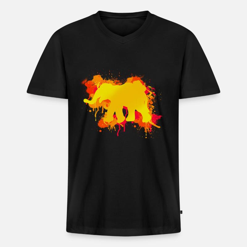 Elefant - Männer Premium Bio T-Shirt mit V-Ausschnitt - Schwarz