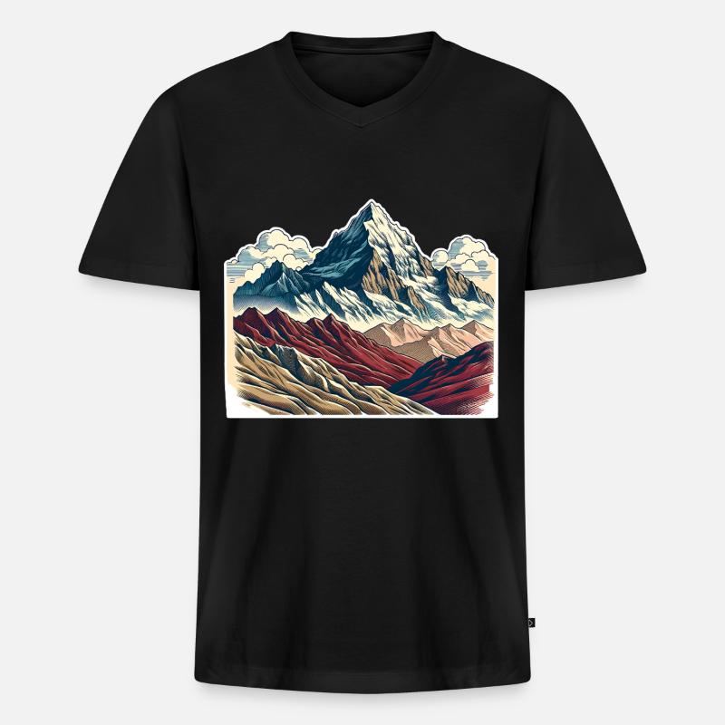 Berge - Männer Premium Bio T-Shirt mit V-Ausschnitt - Schwarz