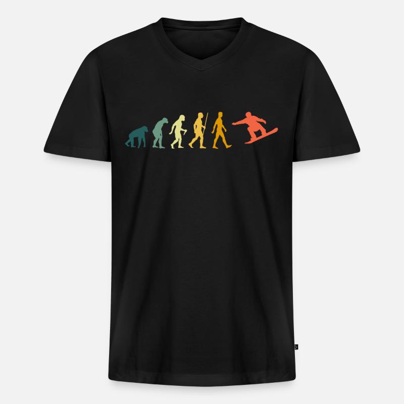 Snowboard Evolution Snowboarder Retro - T-shirt encolure en V Premium bio Homme - noir