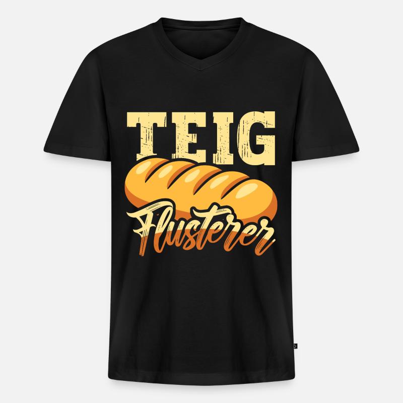 Teig-Flüsterer Bäcker - Männer Premium Bio T-Shirt mit V-Ausschnitt - Schwarz