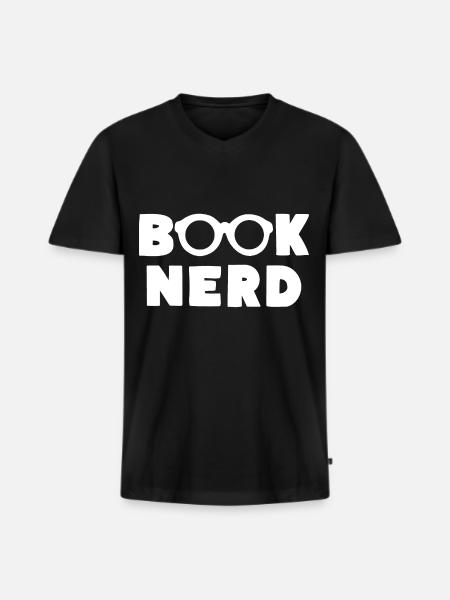 BOOK NERD Books Reading Love - Men's Premium Organic T-shirt with V-neck - black
