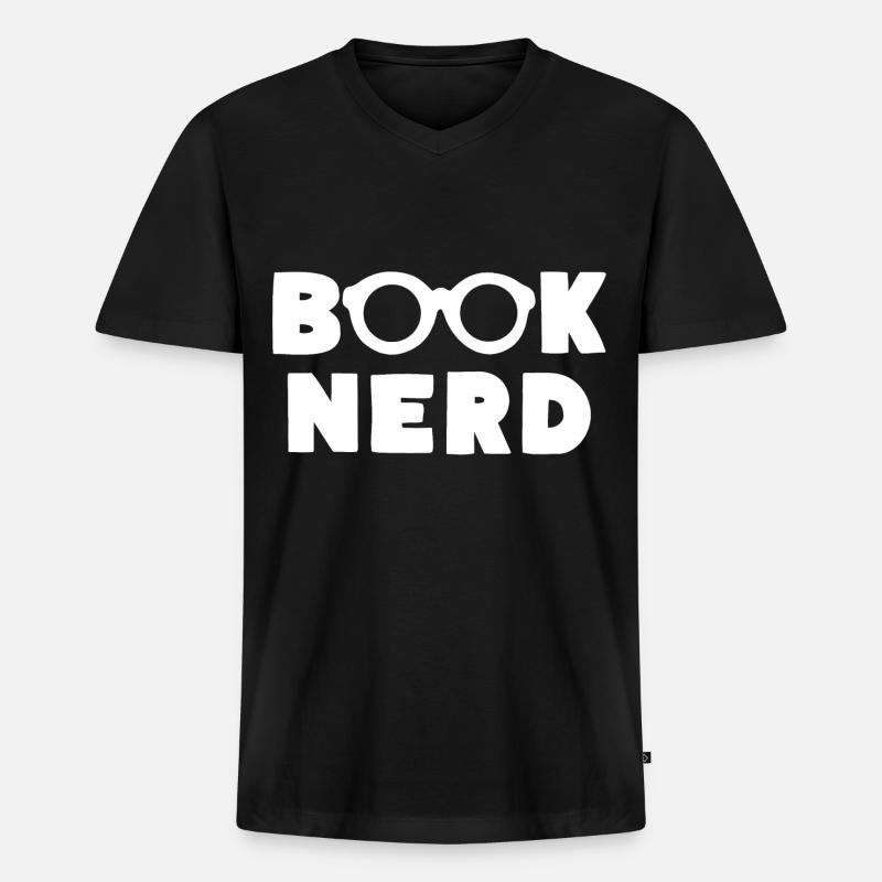 BOOK NERD Bücher Lese Liebe - Männer Premium Bio T-Shirt mit V-Ausschnitt - Schwarz