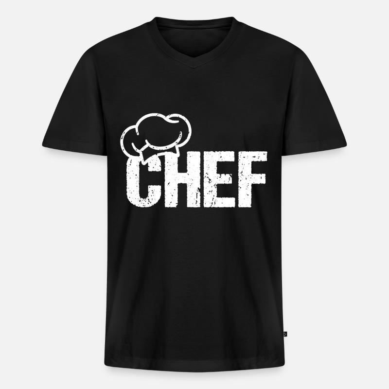 CHEF Kochmütze - Männer Premium Bio T-Shirt mit V-Ausschnitt - Schwarz