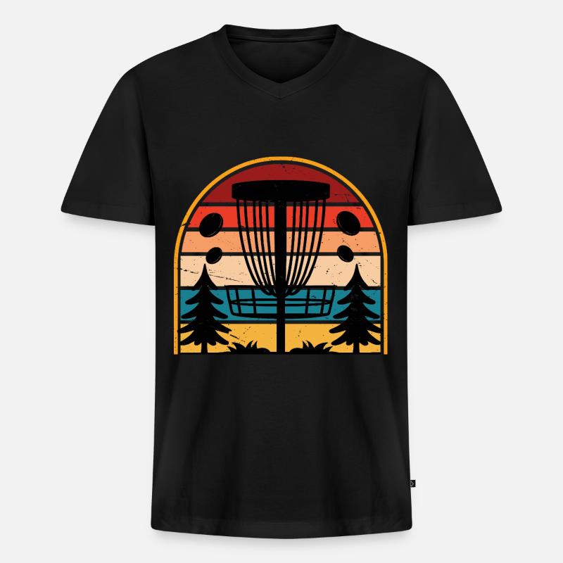 Disc Golf - Männer Premium Bio T-Shirt mit V-Ausschnitt - Schwarz