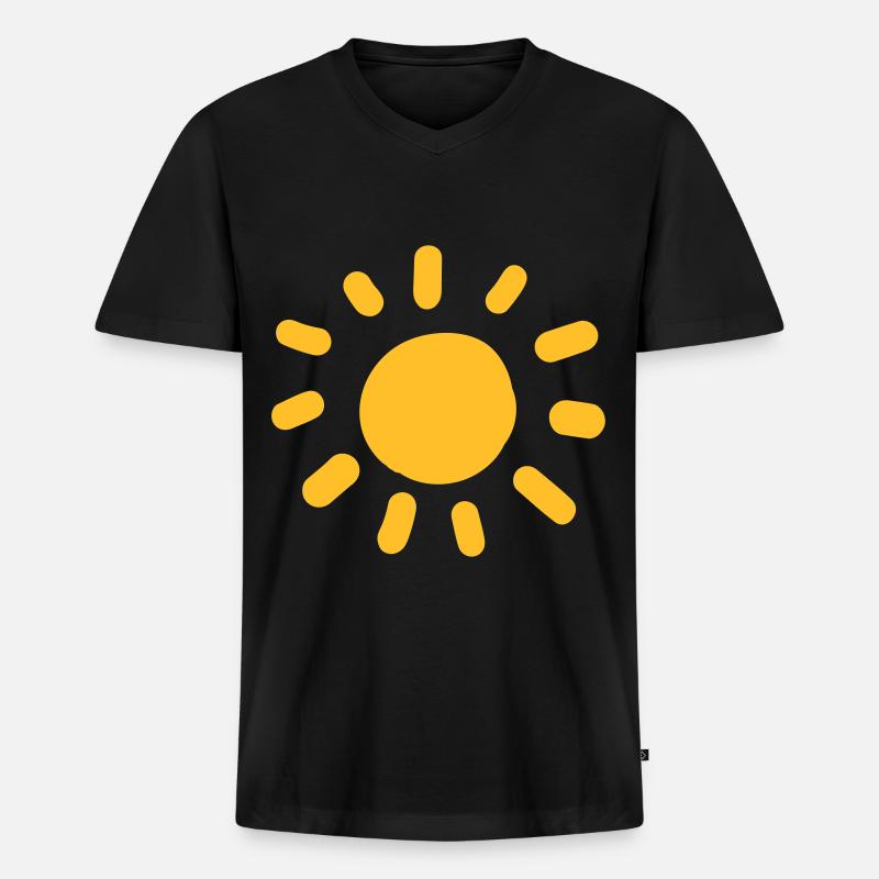 Sonne Zeichnung Muster - Männer Premium Bio T-Shirt mit V-Ausschnitt - Schwarz
