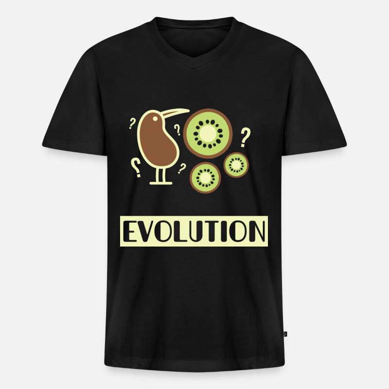 Kiwi Bird Fruit Evolution Joke - Männer Premium Bio T-Shirt mit V-Ausschnitt - Schwarz