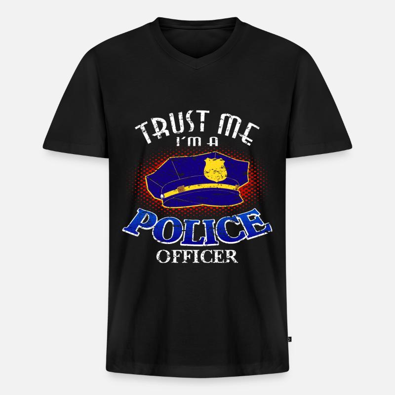 Polizei - Männer Premium Bio T-Shirt mit V-Ausschnitt - Schwarz