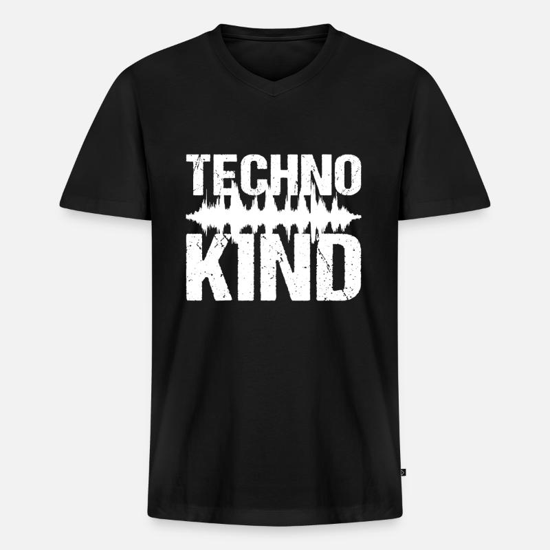 Techno Kind Techno Musik - Männer Premium Bio T-Shirt mit V-Ausschnitt - Schwarz