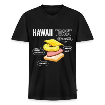 Hawaii Toast - Männer Premium Bio T-Shirt mit V-Ausschnitt - Schwarz - Vorne - Nico (187cm)