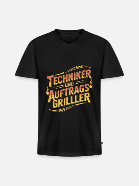 Techniker und Auftragsgriller - Männer Premium Bio T-Shirt mit V-Ausschnitt - Schwarz