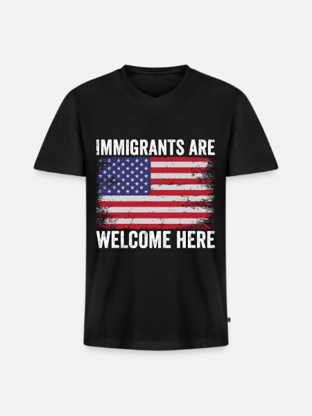 Immigrants are welcome Immigration lovers - Men's Premium Organic T-shirt with V-neck - black