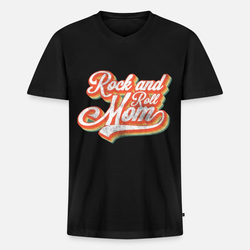 Rock and Roll Mutter - Männer Premium Bio T-Shirt mit V-Ausschnitt - Schwarz