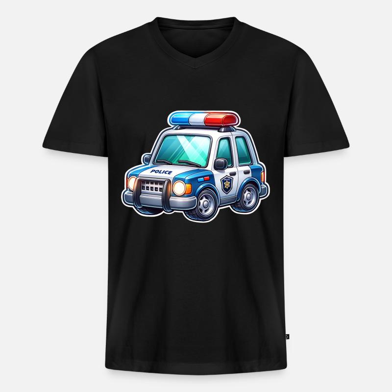 Polizei - Männer Premium Bio T-Shirt mit V-Ausschnitt - Schwarz