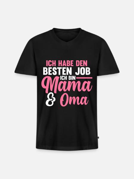 Großmutter Großmama Omi Oma - Männer Premium Bio T-Shirt mit V-Ausschnitt - Schwarz