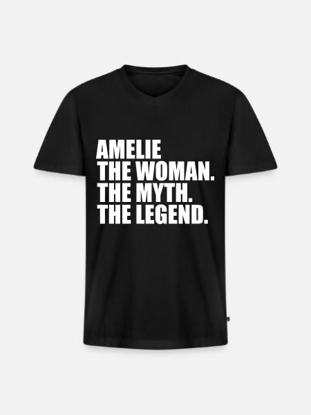 Woman Mythos Legend Name Amelie - Men's Premium Organic T-shirt with V-neck - black