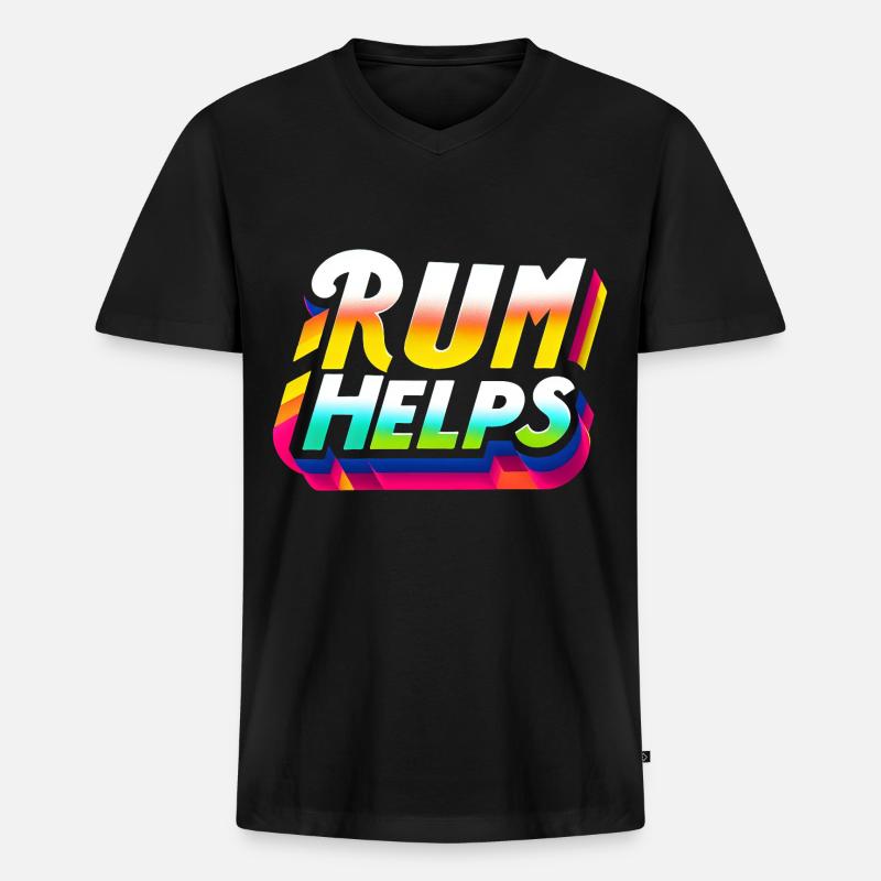 Rum Helps 9 - Männer Premium Bio T-Shirt mit V-Ausschnitt - Schwarz