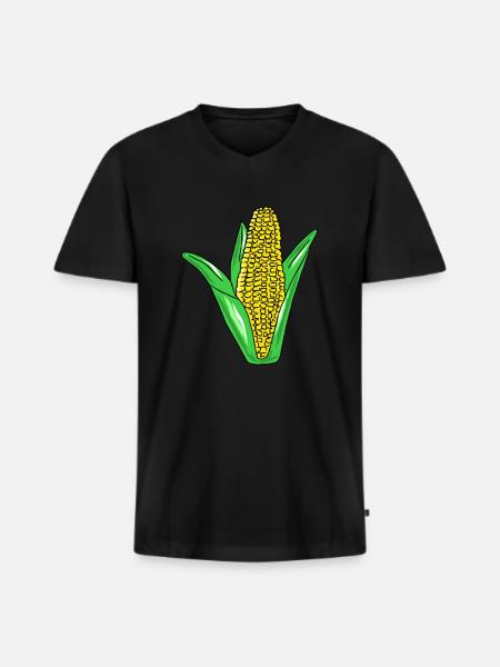 Mais - Maiskolben - Männer Premium Bio T-Shirt mit V-Ausschnitt - Schwarz