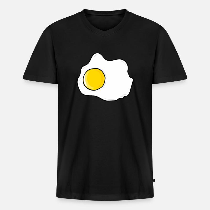 Spiegelei - Eier - Männer Premium Bio T-Shirt mit V-Ausschnitt - Schwarz