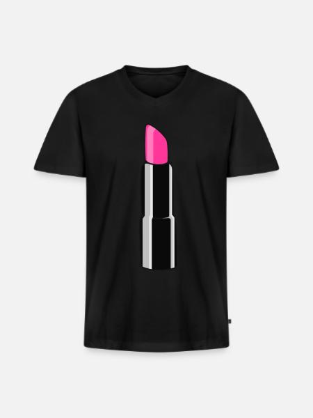 Lippenstift - Männer Premium Bio T-Shirt mit V-Ausschnitt - Schwarz